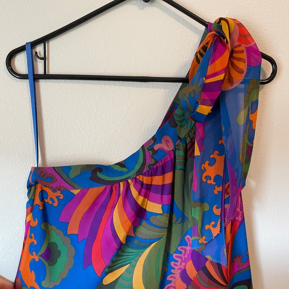 Vintage Banana republic by Trina Turk silk one shoulder mini dress